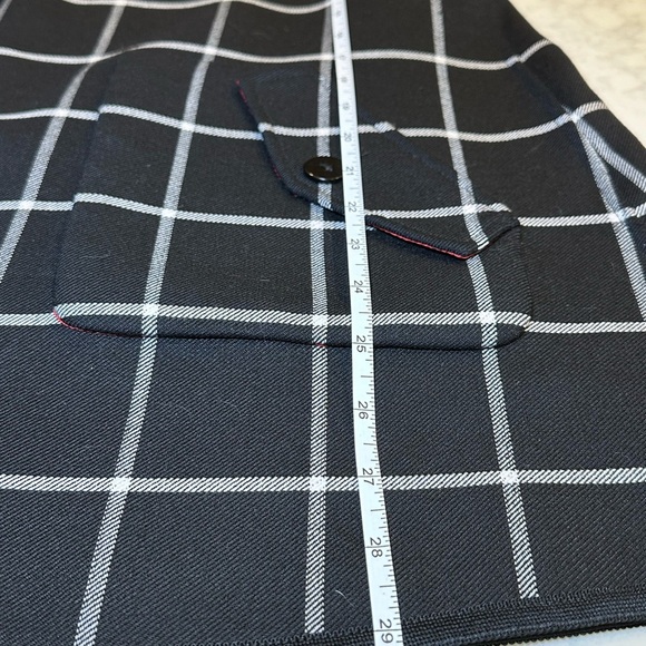 Nina Mclemore Reversible Tattersall Wool Shirt Jacket Black White Red Size Large - Picture 7 of 8